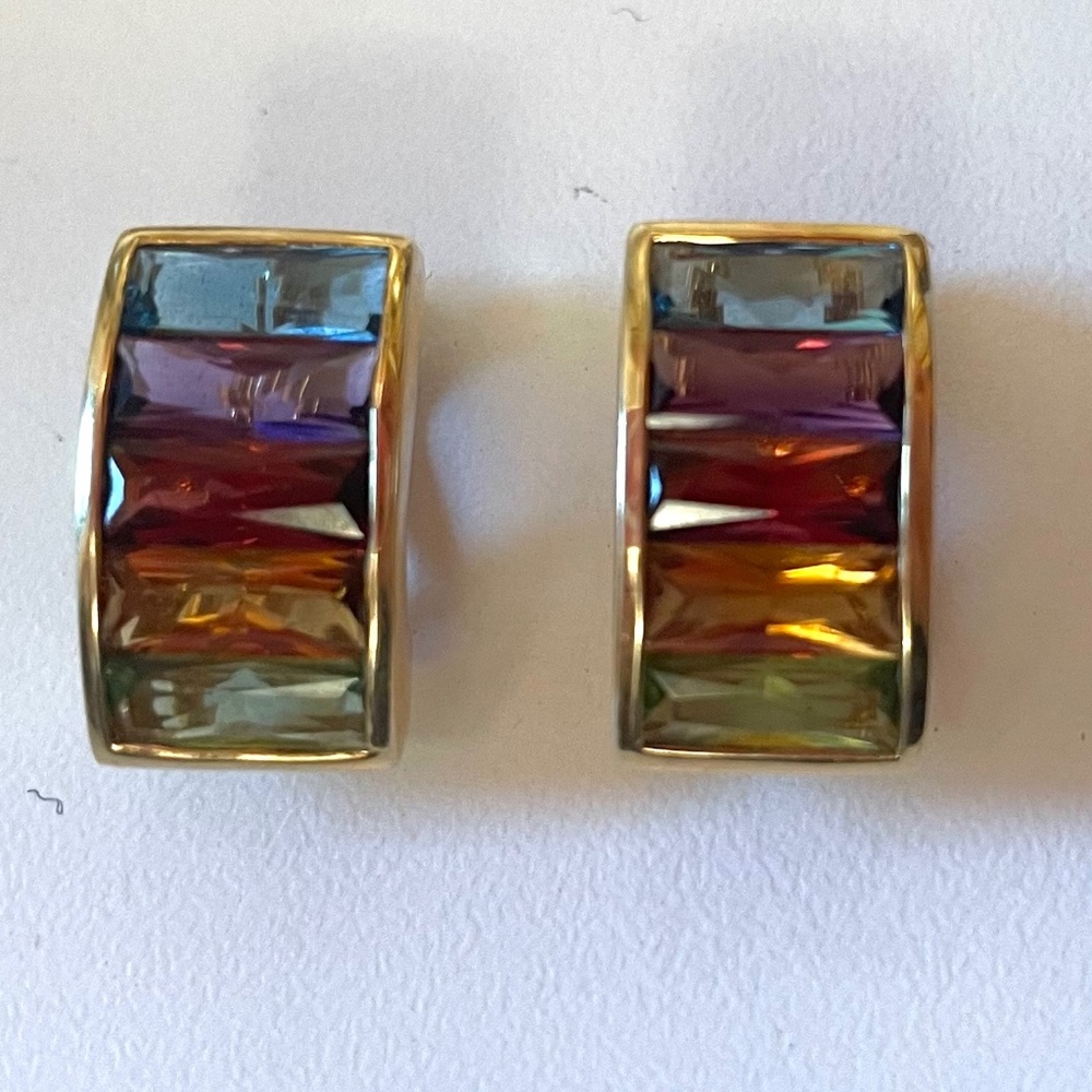 H. Stern Rainbow Clip on Hoop Earrings - 18k Gold with semi precious stones